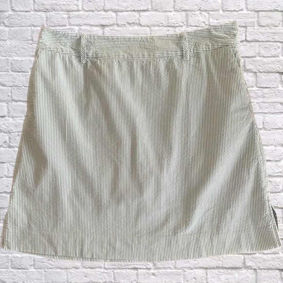 Liz & Co. Mint Striped Seersucker Skort Womens 10 With Pockets - Picture 1 of 11